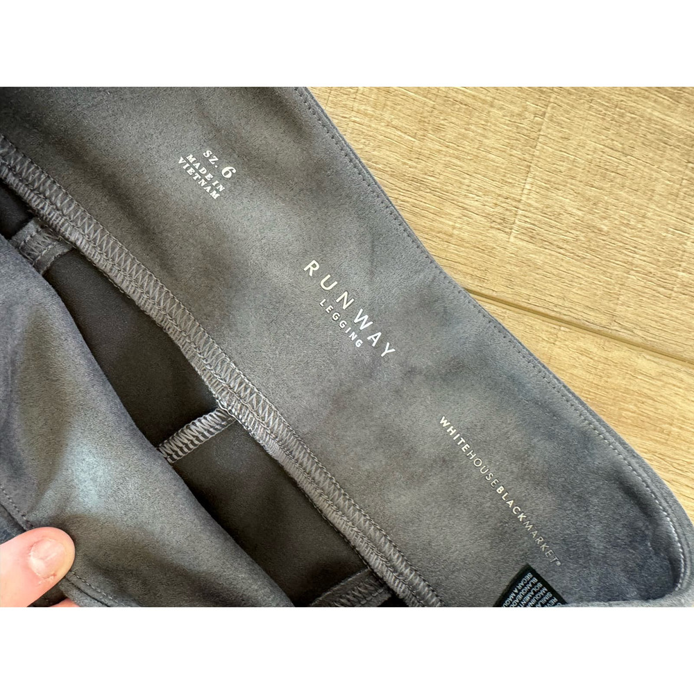 White House Black Market Runway Leggings Suede Size 6 Grey - Picture 9 of 10